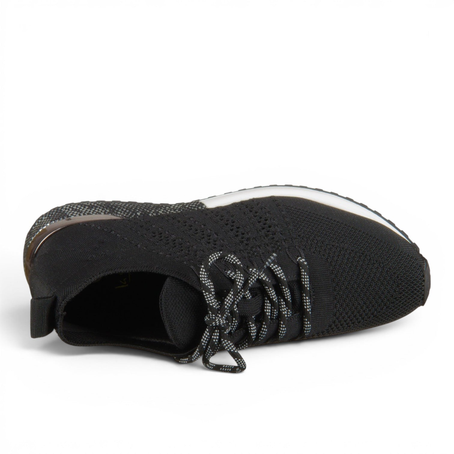 ShoeShop La Strada black knit sneaker with lace-up closure and white cushioned sole