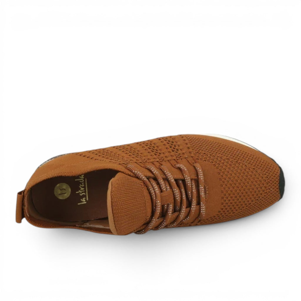 ShoeShop La Strada brown knit lace-up sneakers with a comfortable low-profile design