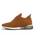 ShoeShop La Strada brown knit sneakers with metallic textured heel detail and white cushioned sole
