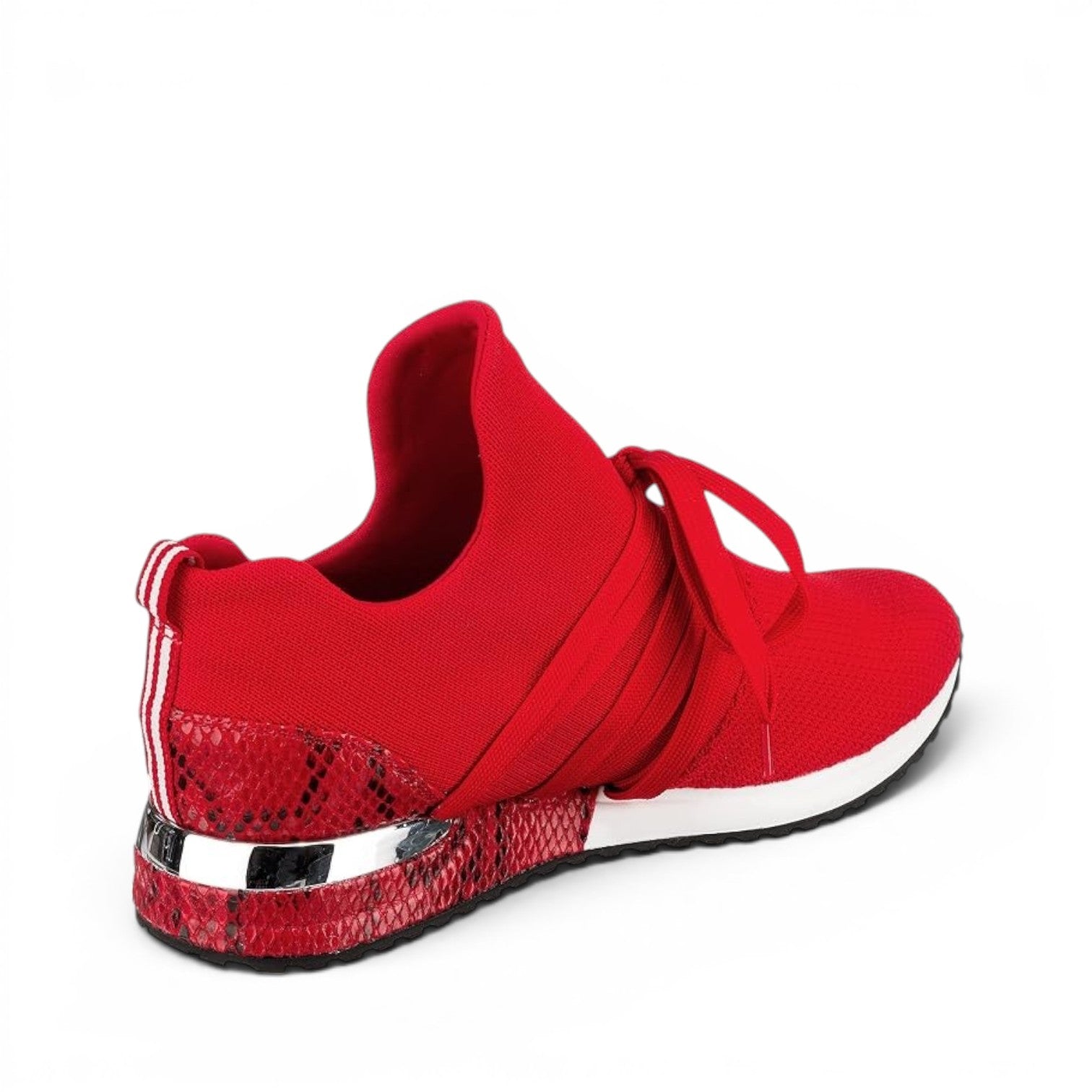ShoeShop La Strada red slip-on sneakers with snake-print heel detail and white sole