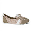 ShoeShop LAURA BIAGIOTTI 9664 beige and rose gold slip-on sneakers with decorative laces and ruched detailing