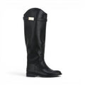 ShoeShop LAURA BIAGIOTTI 8242 black knee-high leather boots with gold-tone buckle detail