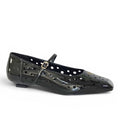 ShoeShop LAURA BIAGIOTTI 9671 black patent leather Mary Jane flats with laser-cut perforated details and buckle strap