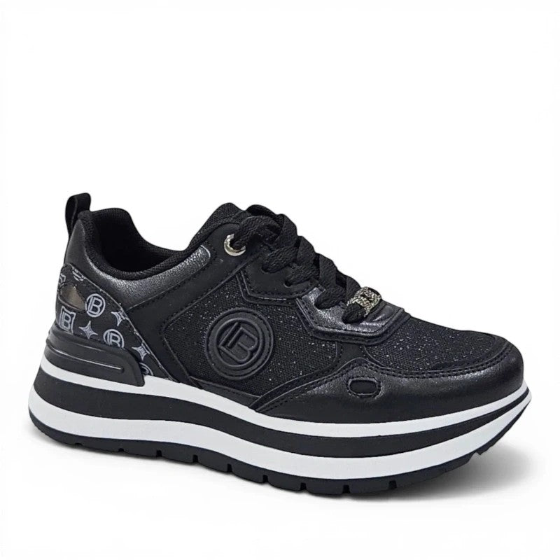 ShoeShop Laura Biagiotti 9238 black platform sneakers with synthetic and textile upper and branded logo detail