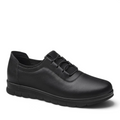 ShoeShop Loretta Vitale W1803 black leather slip-on sneaker with elastic laces and a comfortable cushioned sole