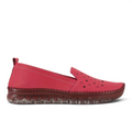 ShoeShop Loretta Vitale ES101 pink leather slip-on loafers with perforated detailing and a thick translucent sole