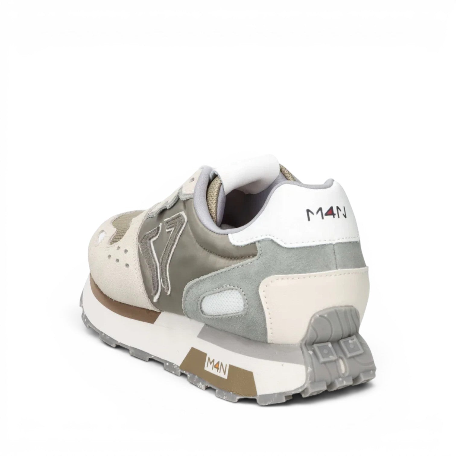 ShoeShop M4N 916045 sneakers in grey and beige with suede and mesh panels and a chunky platform sole.