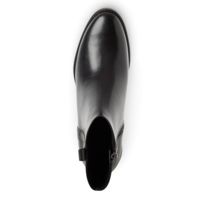 ShoeShop Marco Tozzi black leather ankle boot viewed from above with side zip detail