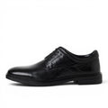 ShoeShop Marco Tozzi black leather lace-up formal dress shoe with textured side panel detail