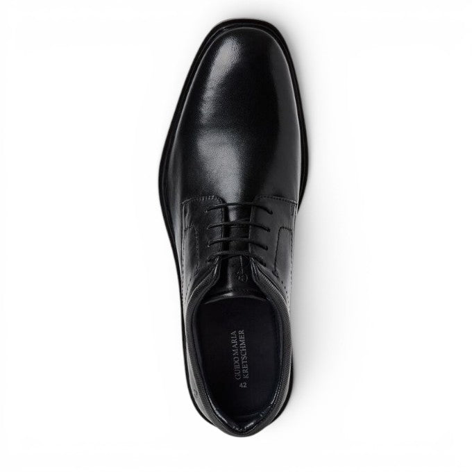 ShoeShop Marco Tozzi black leather lace-up dress shoe viewed from above