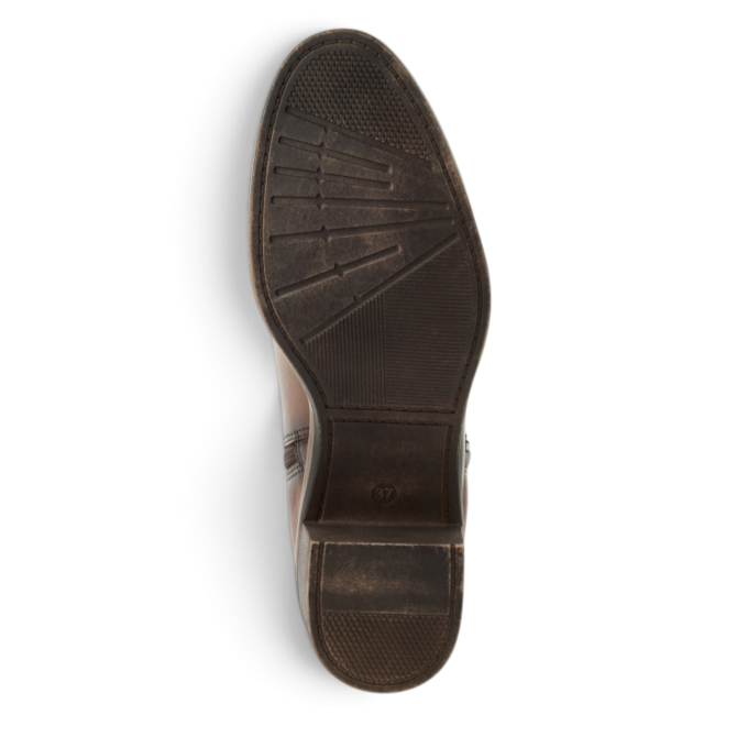 ShoeShop Marco Tozzi 2/2-25323 brown boot showing the textured rubber outsole and low block heel