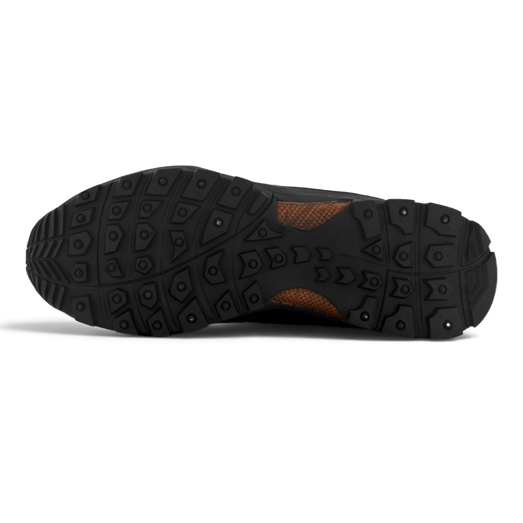 ShoeShop Network 43-04401 black rubber sneaker outsole with deep tread pattern and brown arch support detail