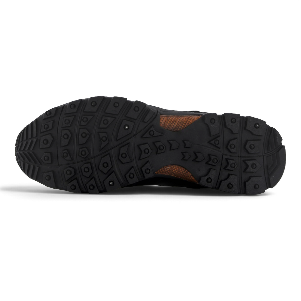 ShoeShop Network 43-02597 black rubber sneaker outsole with aggressive tread pattern and carbon fiber detail