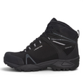 ShoeShop Network black waterproof hiking boots with durable synthetic upper and rugged traction sole