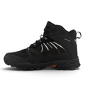 ShoeShop Network waterproof black softshell hiking boots with durable lugged sole and side lace-up closure