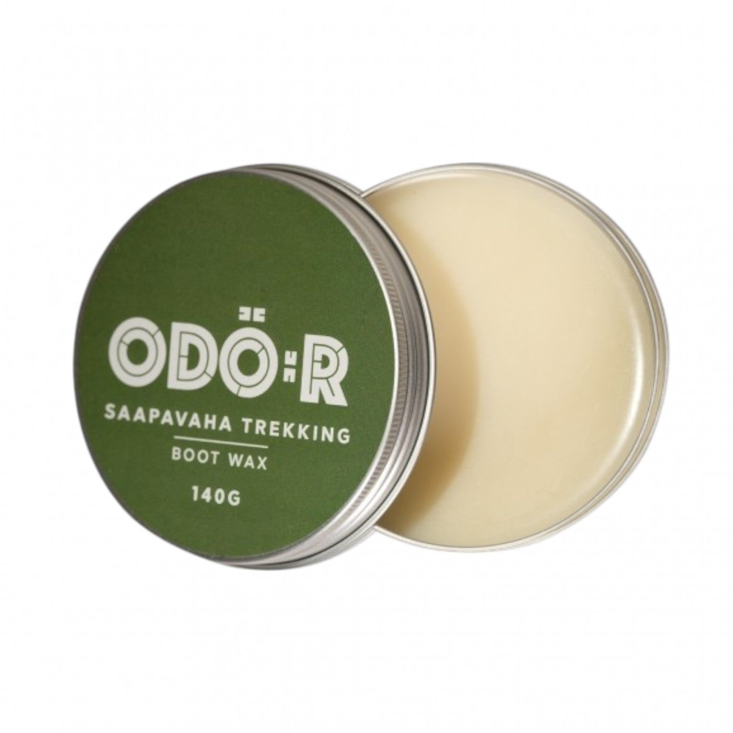 ShoeShop Odöör 140g natural boot wax in a round metal tin for leather and Gore-Tex hiking footwear care.
