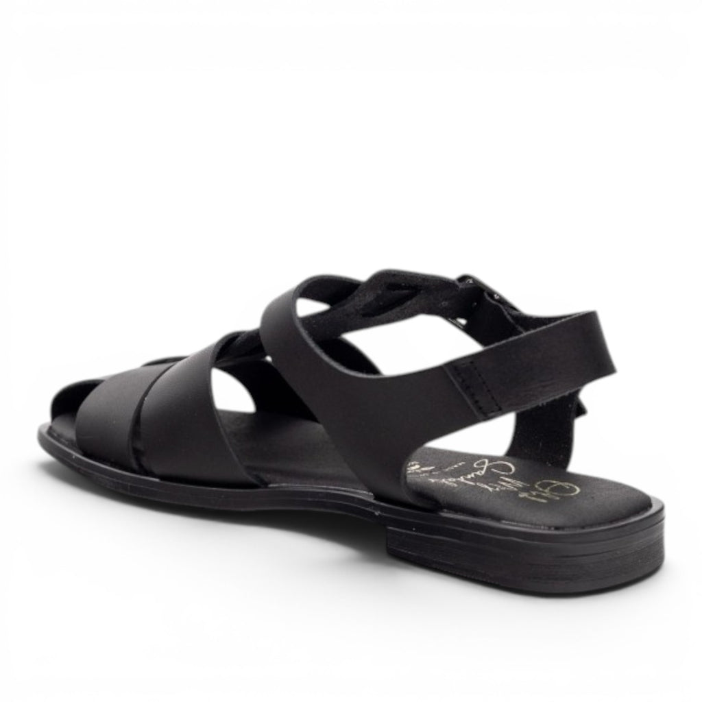 ShoeShop Oh My Sandals 5582 black flat sandals with crisscross straps and an adjustable ankle buckle