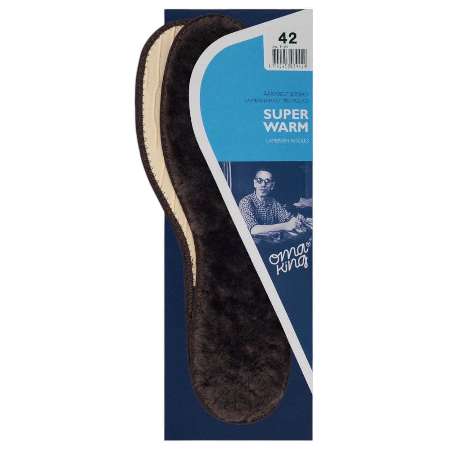ShoeShop OmaKing brown lambskin insoles with non-slip base for extra warmth in cold weather