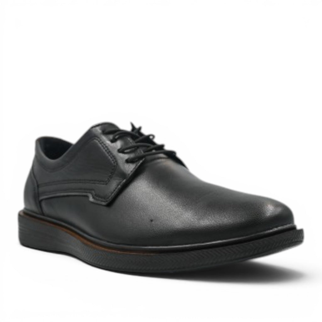 ShoeShop Pegada 126101-01 black leather lace-up formal shoes with a textured sole