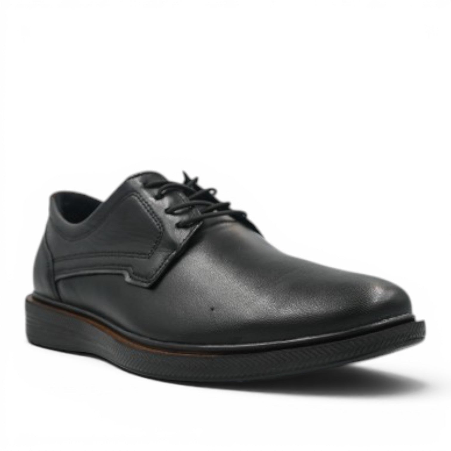 ShoeShop Pegada 126101-01 black leather lace-up formal shoes with a textured sole