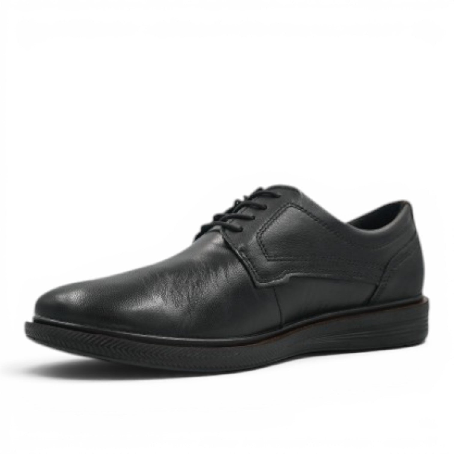 ShoeShop Pegada 126101-01 black leather lace-up formal shoe with a textured rubber sole