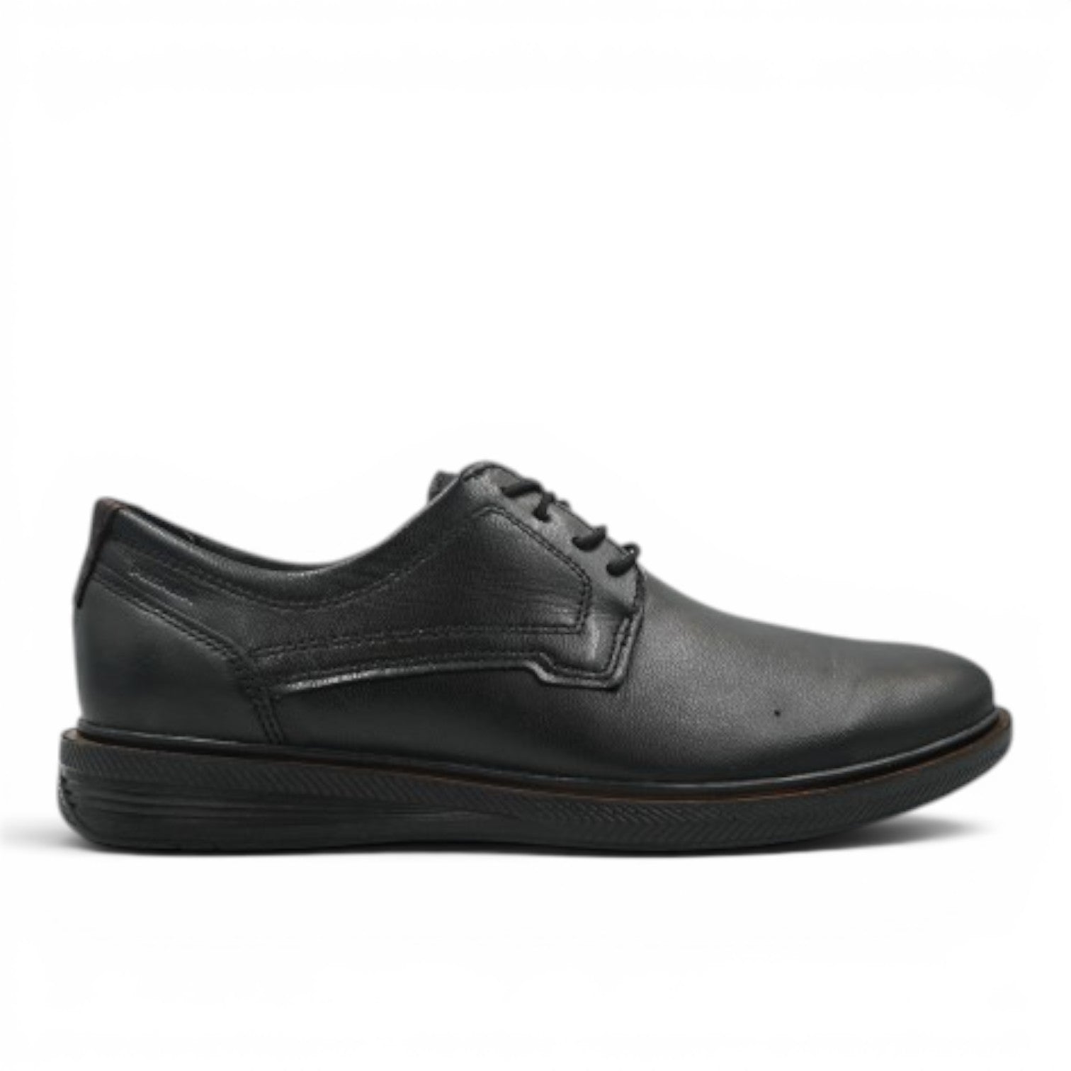 ShoeShop Pegada 126101-01 black leather lace-up dress shoe with a textured rubber sole