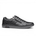 ShoeShop Pegada 119313-04 black leather casual sneakers with side zipper and grey rubber sole