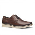 ShoeShop Pegada brown leather lace-up derby shoes with a white rubber sole