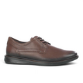 ShoeShop Pegada 126101-03 brown leather lace-up dress shoe with a textured rubber sole and side stitching detail.
