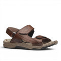 ShoeShop Pegada brown leather men's sandals with adjustable hook-and-loop straps and cushioned footbed
