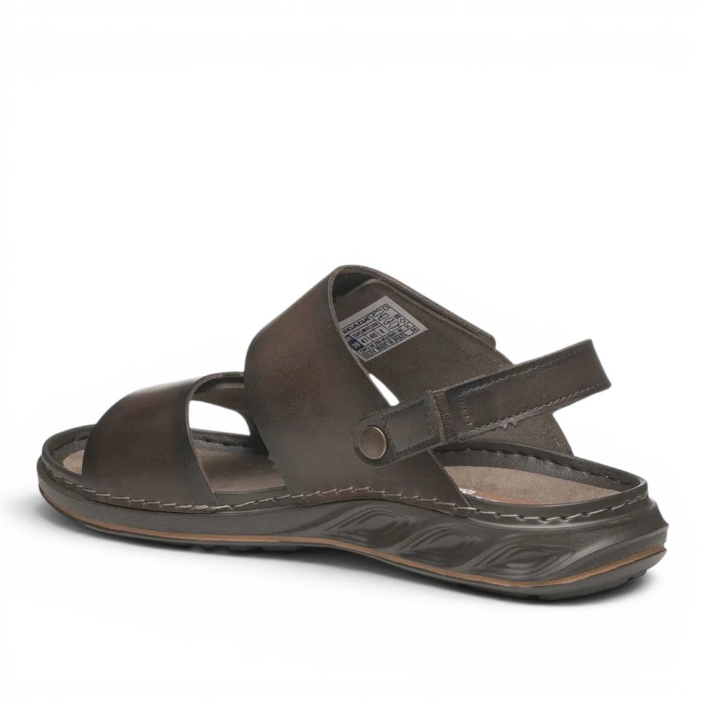 ShoeShop Pegada brown leather sandals with textile lining and durable rubber sole, side view