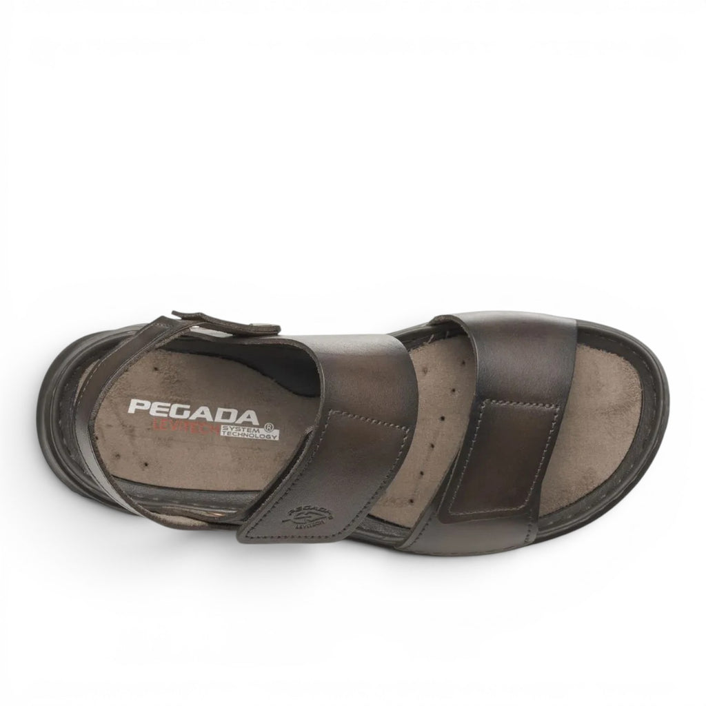 ShoeShop Pegada 134104-03 brown leather sandals with textile lining and rubber sole, top view