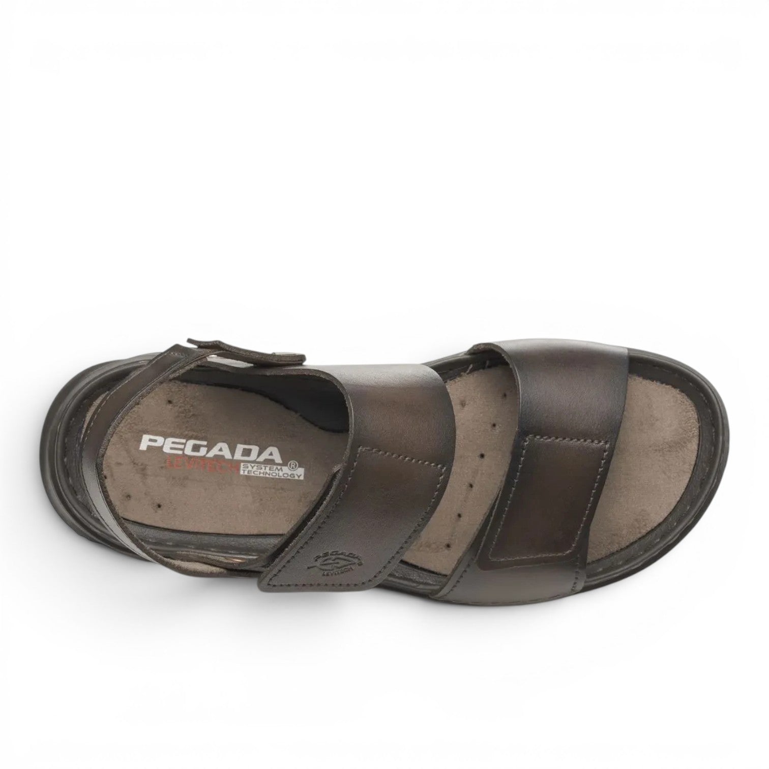 ShoeShop Pegada 134104-03 brown leather sandals with textile lining and rubber sole, top view