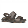 ShoeShop Pegada brown leather sandals with adjustable velcro straps and durable rubber sole