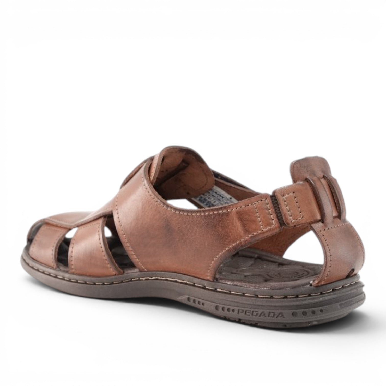 ShoeShop Pegada 131287-01 brown leather men's closed-toe sandals with adjustable heel strap and cushioned sole