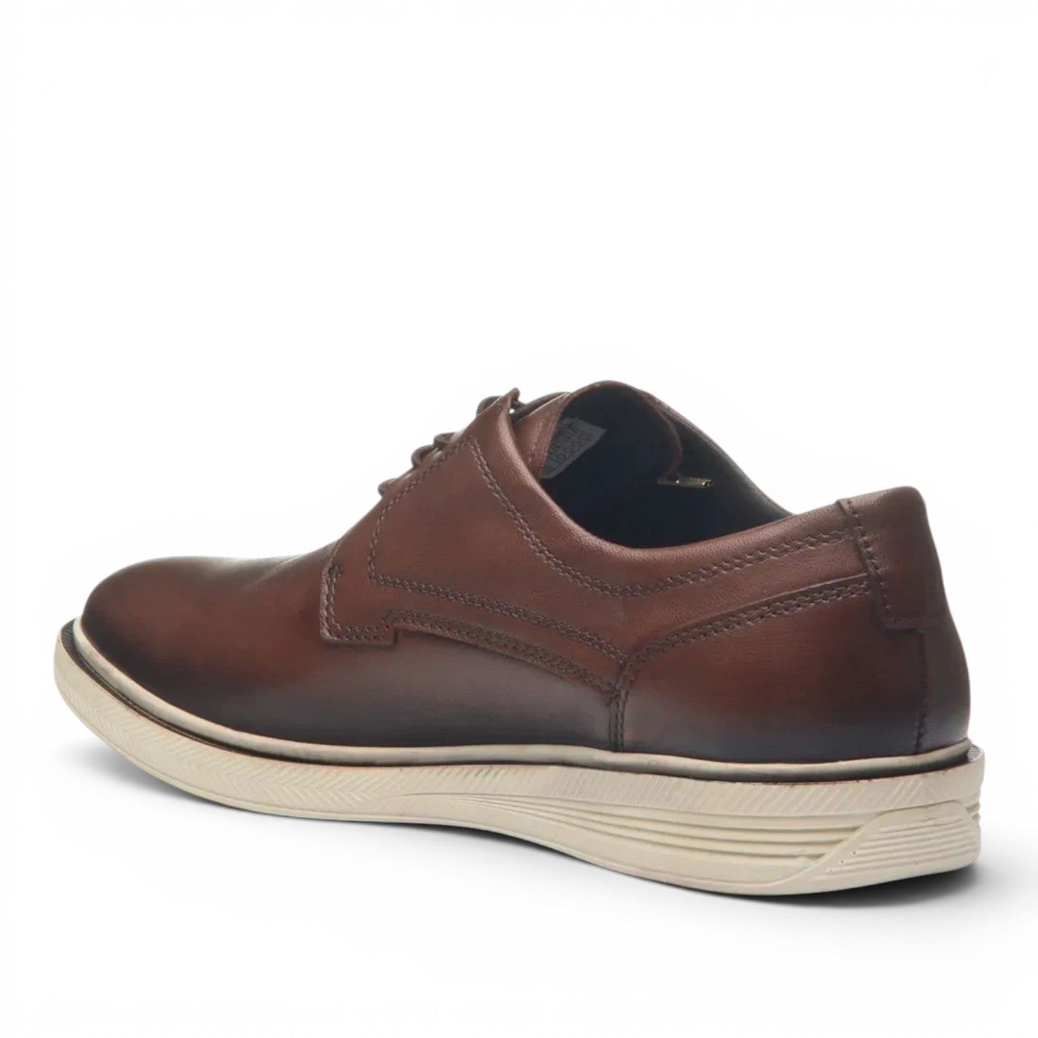 ShoeShop Pegada 126101-04 brown leather lace-up casual shoe with a white textured rubber sole
