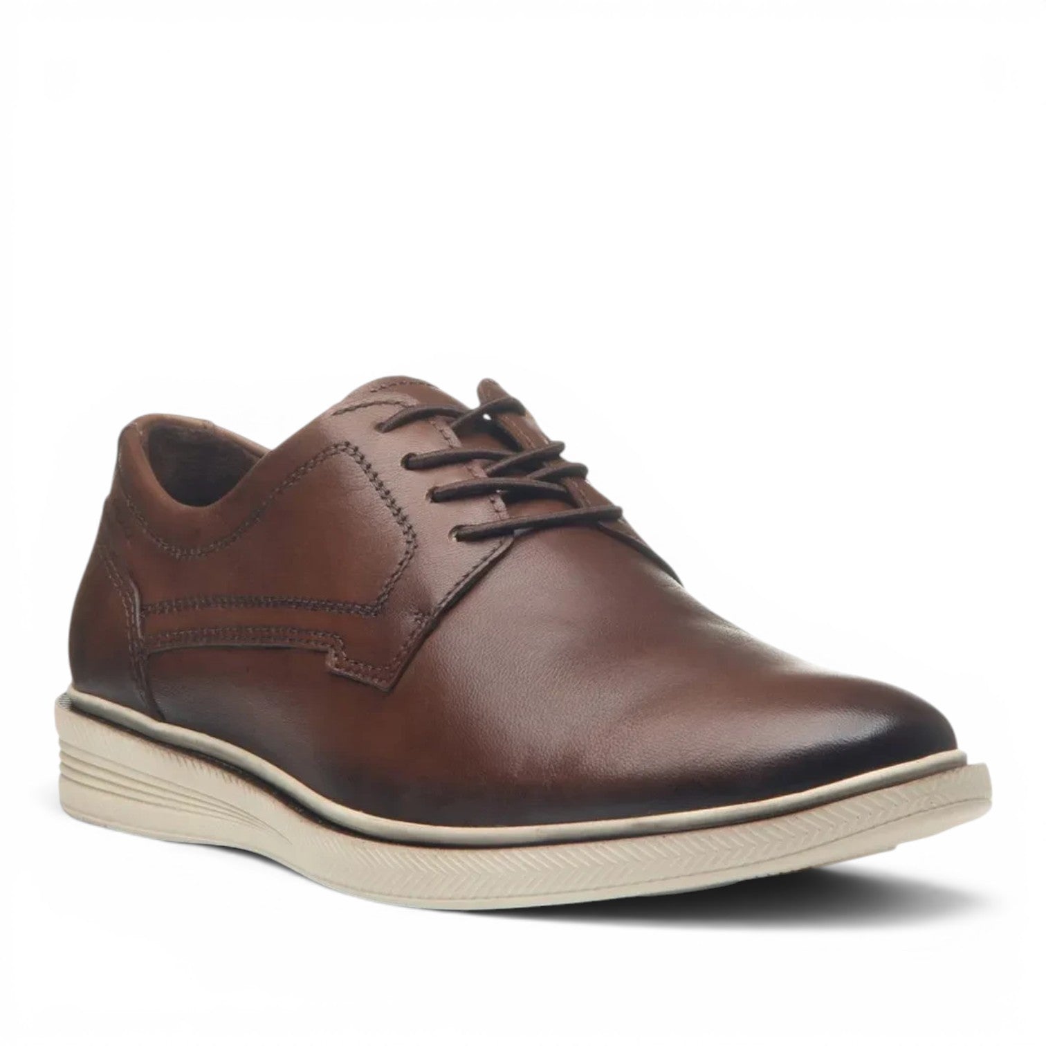 ShoeShop Pegada brown leather lace-up casual shoes with a white rubber sole
