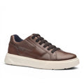 ShoeShop Pegada brown leather low-top sneakers with perforated side detail and white rubber sole