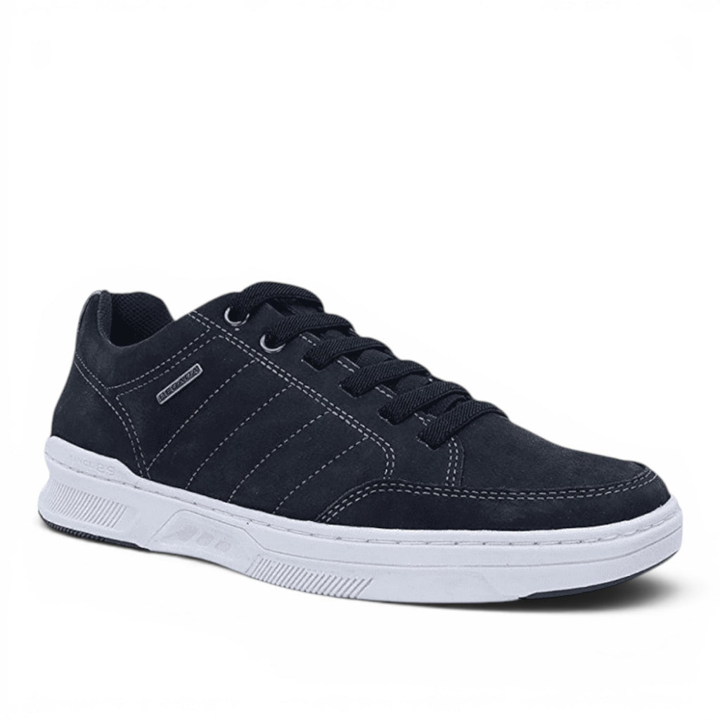 ShoeShop Pegada 110604-09 navy blue suede casual sneakers with white rubber sole and lace-up closure