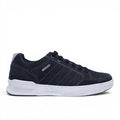ShoeShop Pegada 110604-09 men's navy blue suede casual sneakers with white rubber soles and side stitching detail.