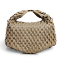 ShoeShop Penta beige woven leather handbag with a magnetic closure and detachable shoulder strap.