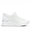 ShoeShop Remonte D0T07-80 white textile sneakers with a front zipper closure and a thick platform sole