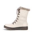 ShoeShop Rieker Y3405-60 beige lace-up winter boot with faux fur trim and chunky lug sole
