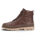 ShoeShop Rieker U1271-22 brown leather lace-up ankle boot with a chunky lug sole and side zipper detail
