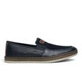 ShoeShop Rieker B5271-14 navy blue slip-on shoe with perforated leather and mesh upper and braided jute midsole