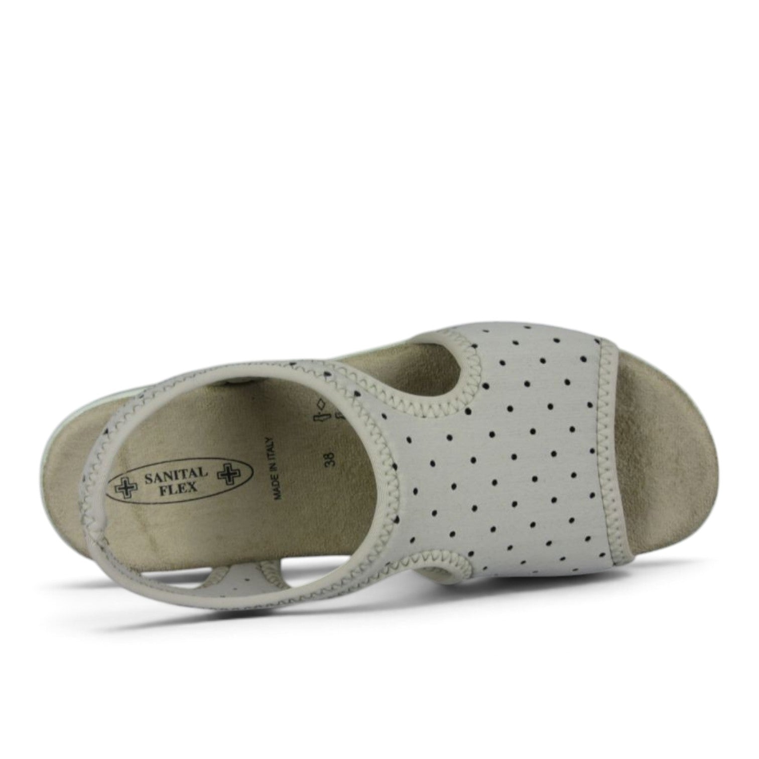 ShoeShop Sanital Flex 8035.17 beige perforated stretch sandal with an open toe and comfortable footbed
