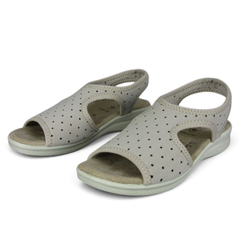 ShoeShop Sanital Flex 8035.17 beige perforated open-toe sandals with a comfortable slingback strap