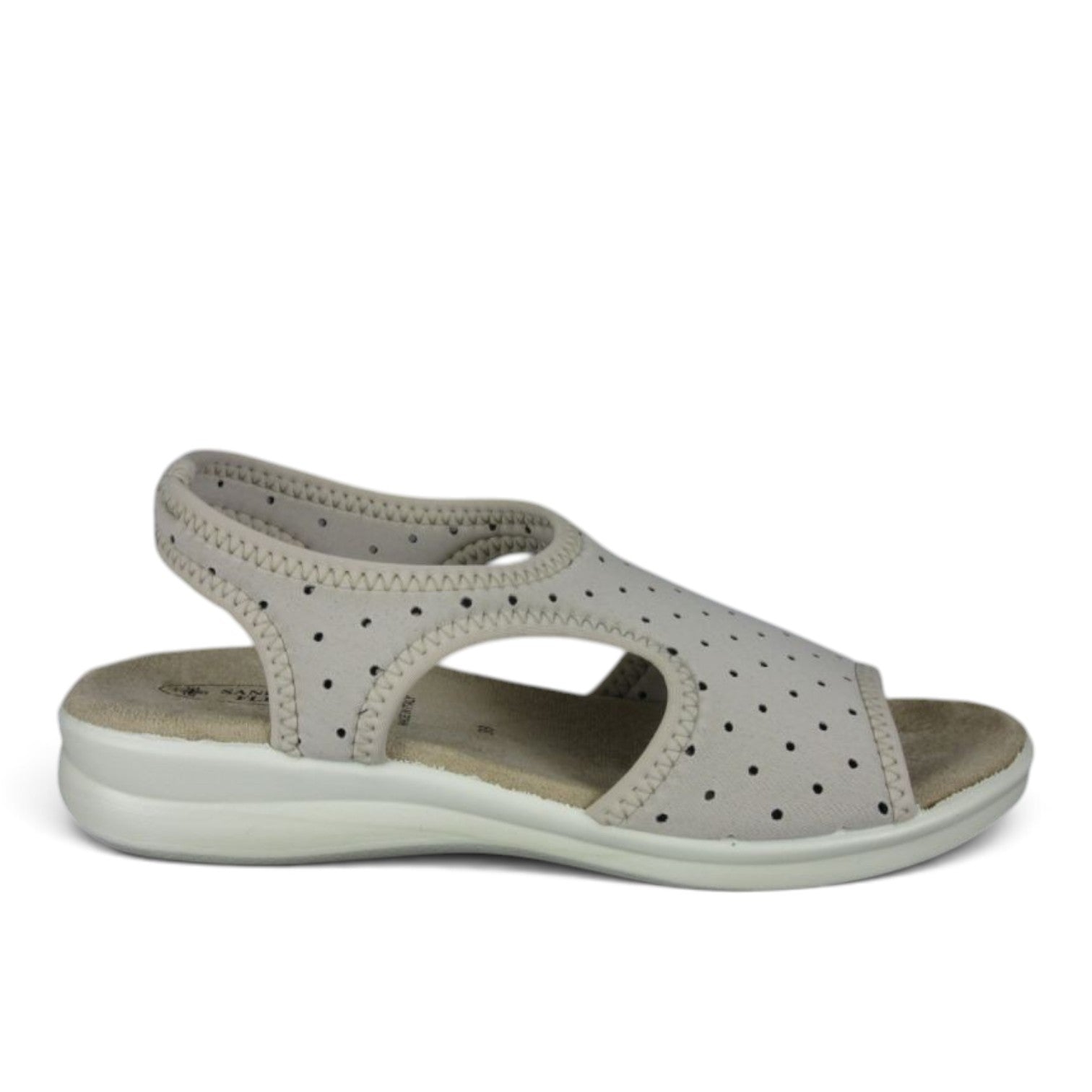 ShoeShop Sanital Flex 8035.17 beige perforated slingback comfort sandals with a cushioned sole