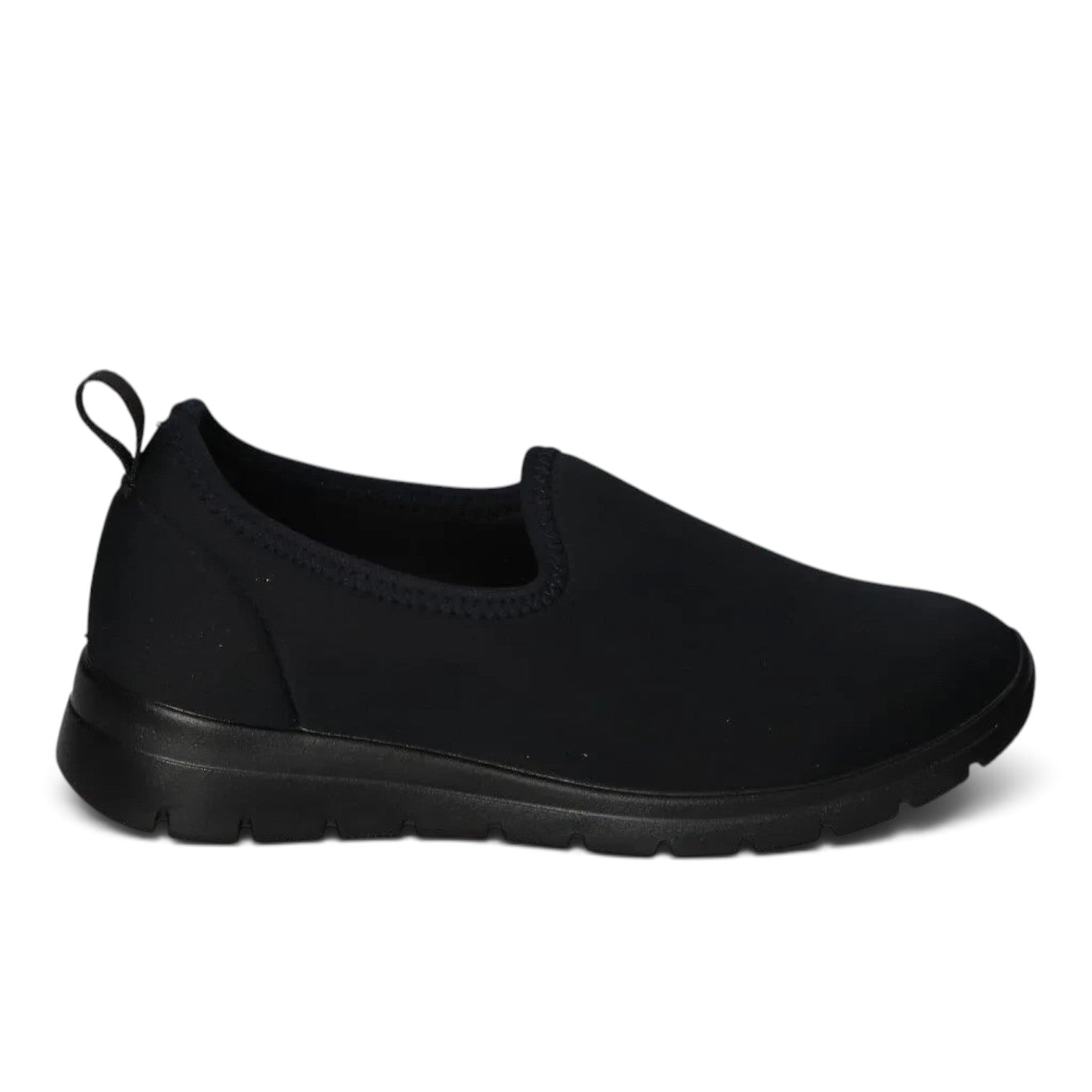ShoeShop Sanital Flex SC109.13 black stretch textile slip-on shoes with a wide H-fit and synthetic sole