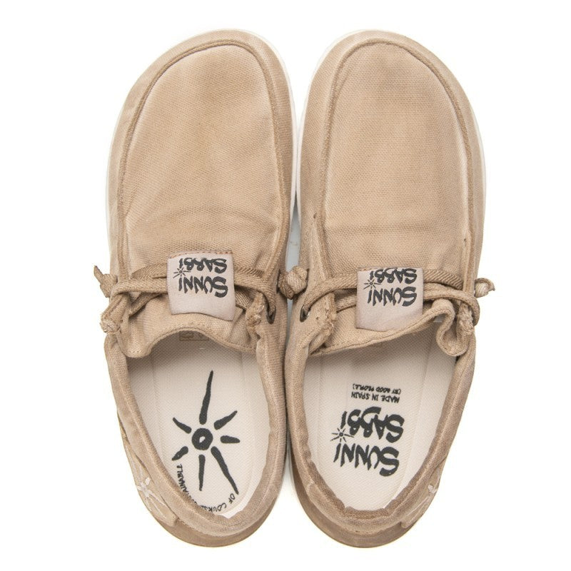 ShoeShop Sunni Sabbi KIKAI beige organic cotton Wallabee style casual shoes with natural rubber and cork sole